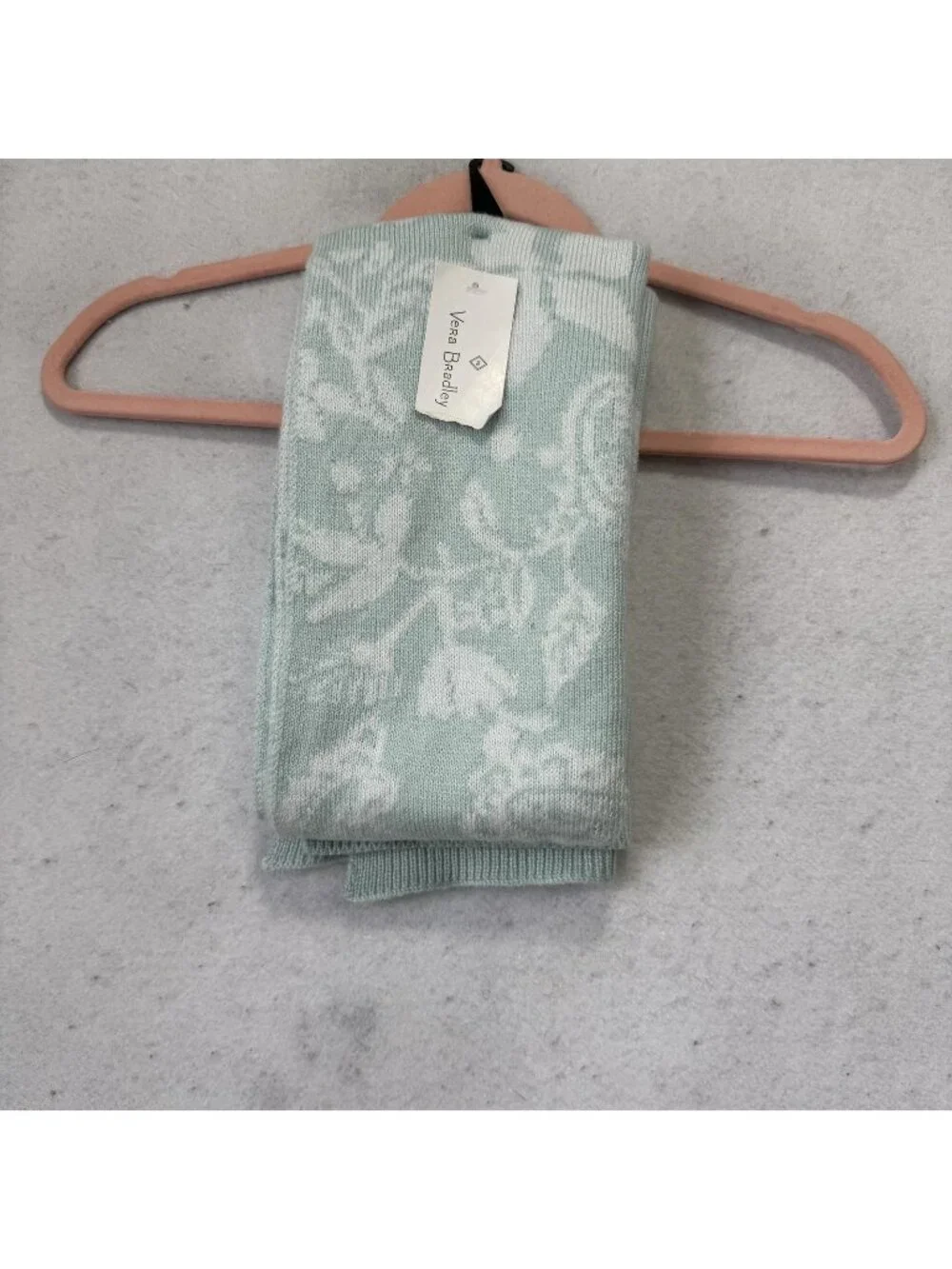 Vera Bradley Scarf Womens One Size Green Knit Floral Rectangle Wrap Shawl Logo